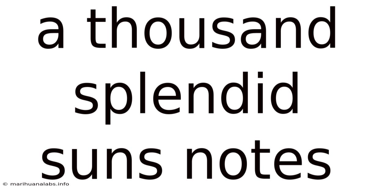 A Thousand Splendid Suns Notes