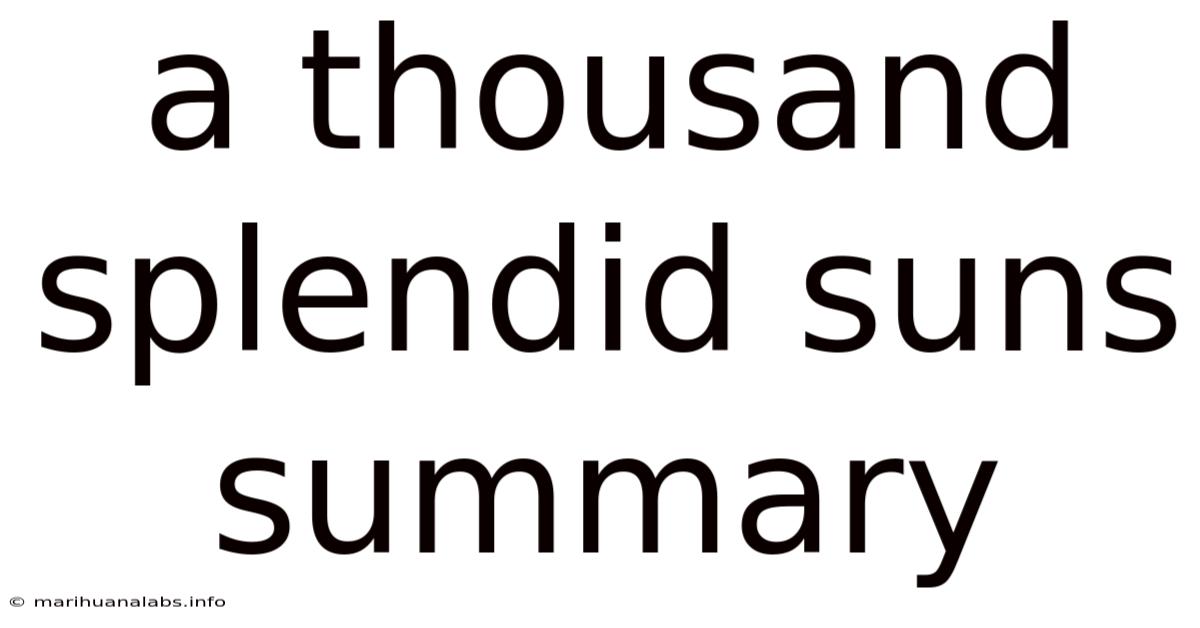 A Thousand Splendid Suns Summary