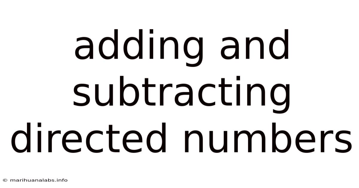 Adding And Subtracting Directed Numbers
