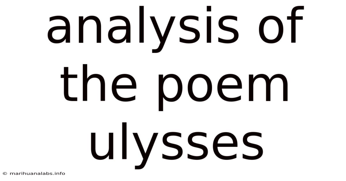 Analysis Of The Poem Ulysses