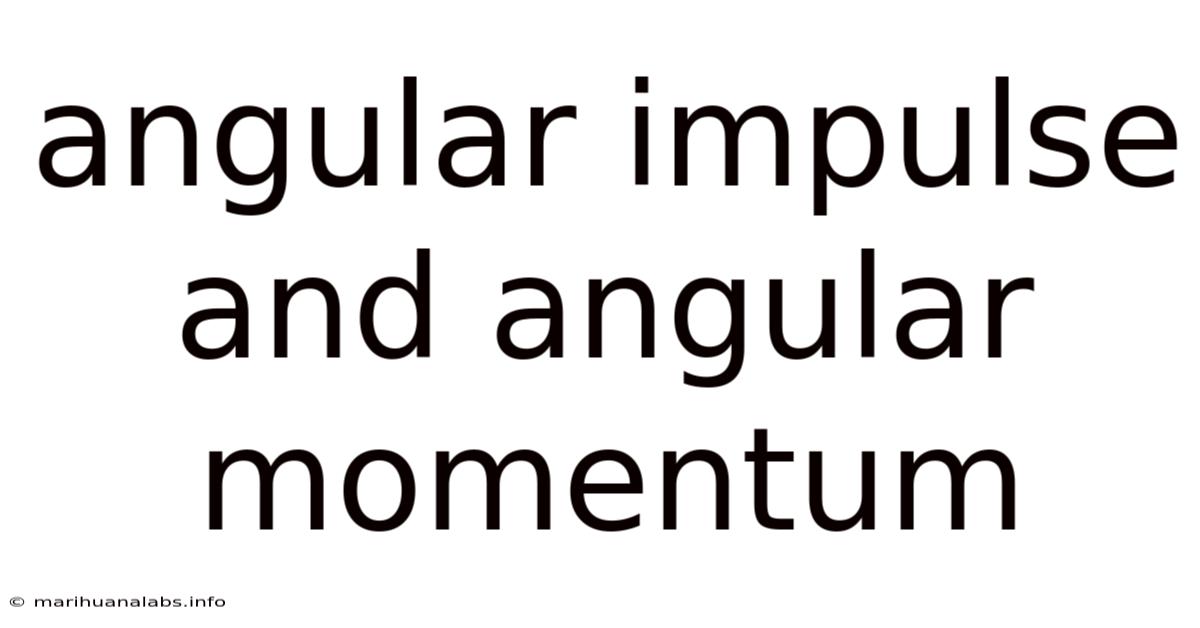 Angular Impulse And Angular Momentum
