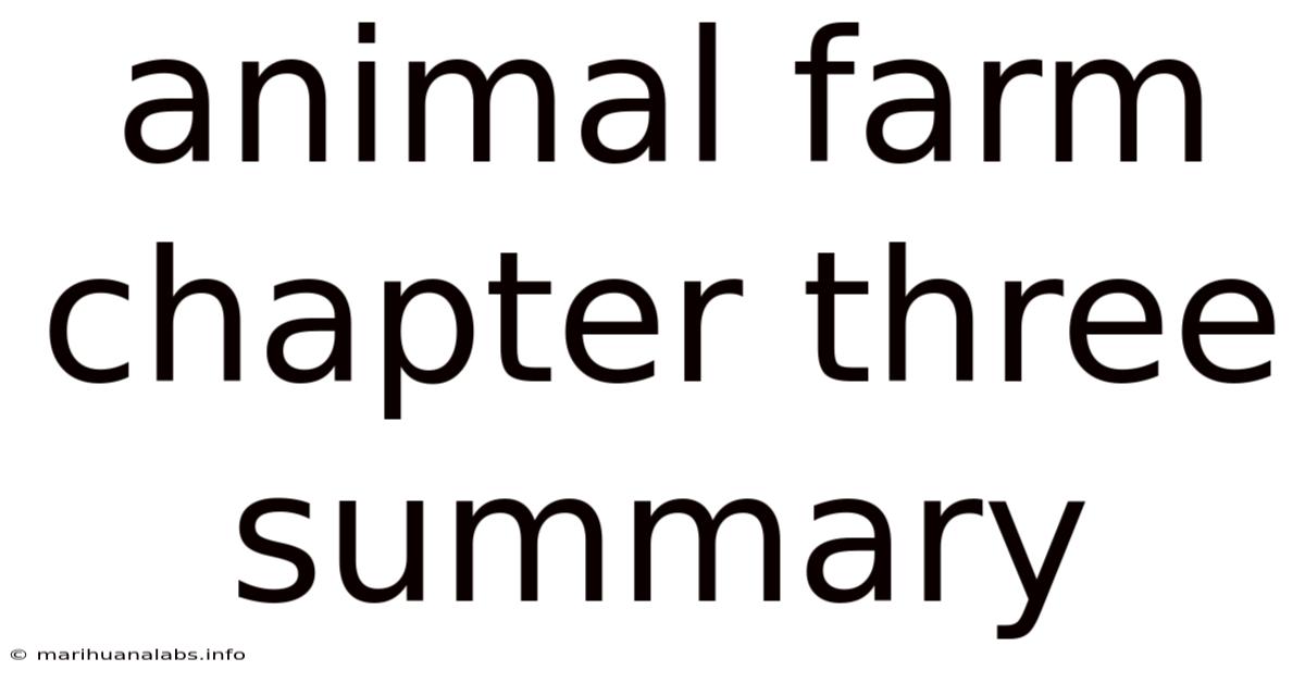 Animal Farm Chapter Three Summary