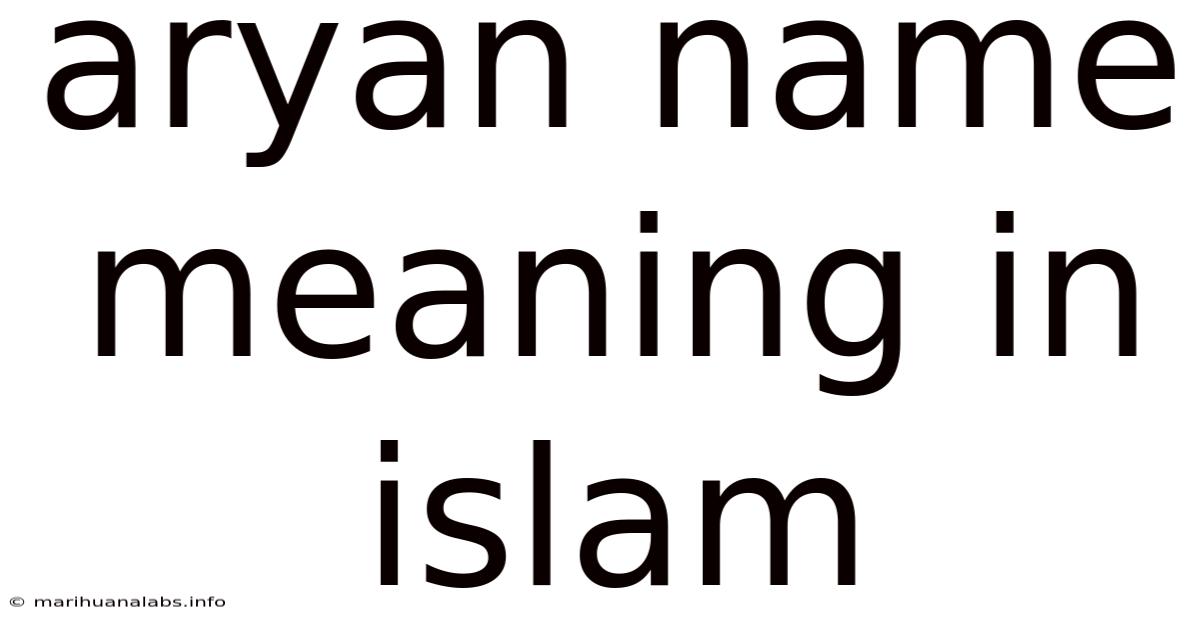Aryan Name Meaning In Islam