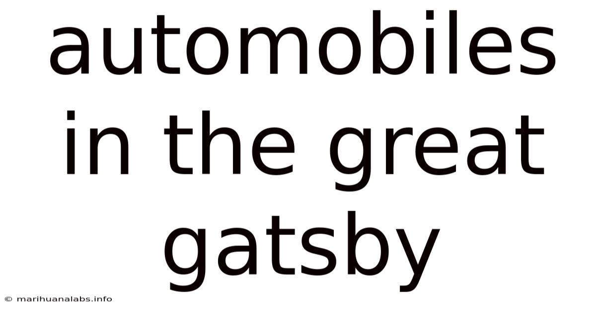 Automobiles In The Great Gatsby