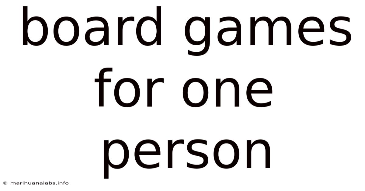 Board Games For One Person