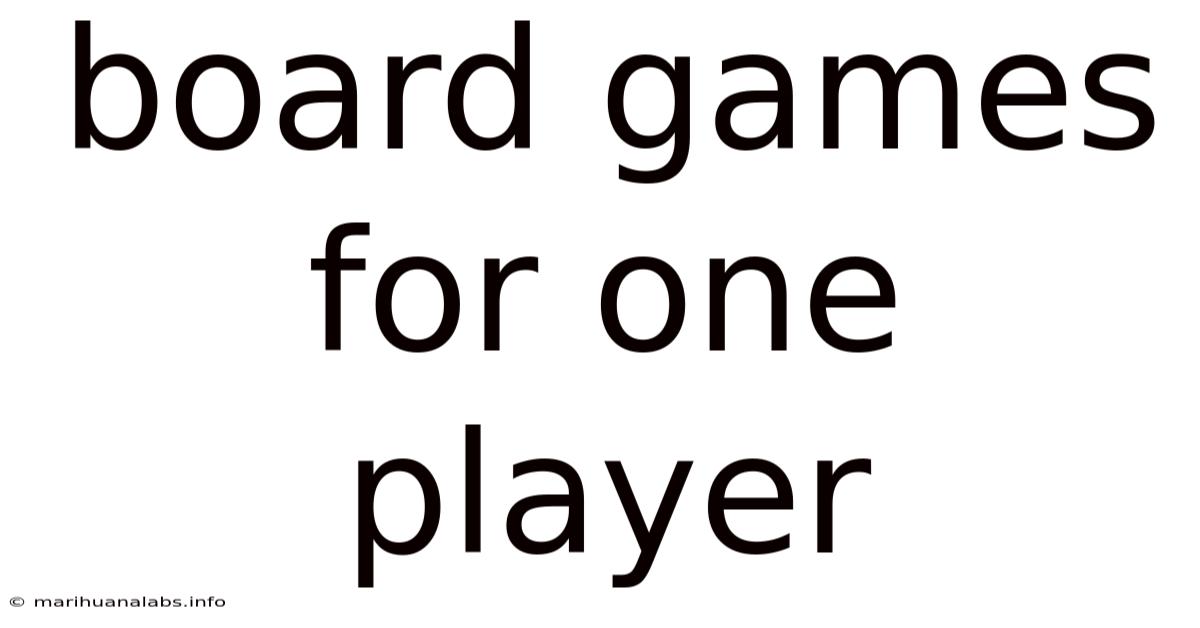 Board Games For One Player