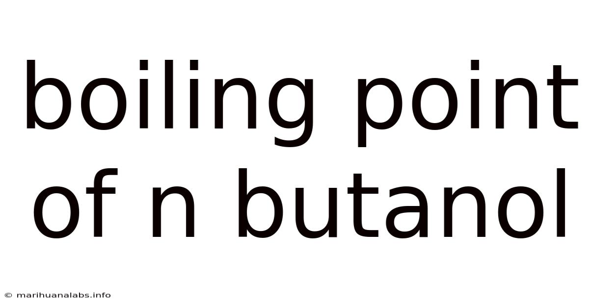 Boiling Point Of N Butanol