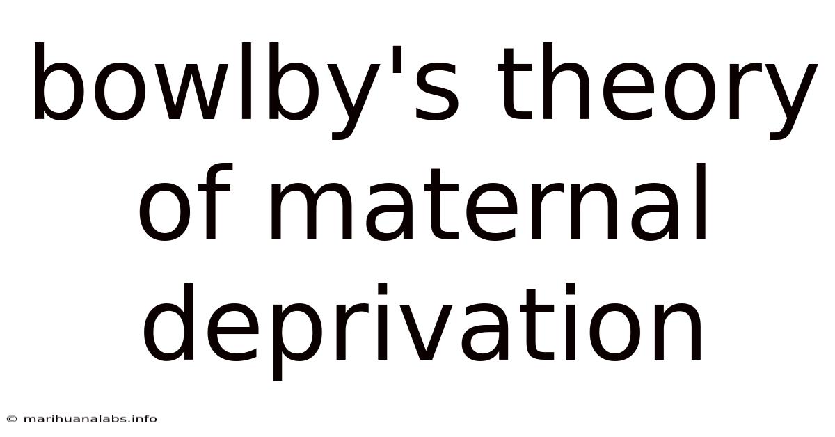 Bowlby's Theory Of Maternal Deprivation