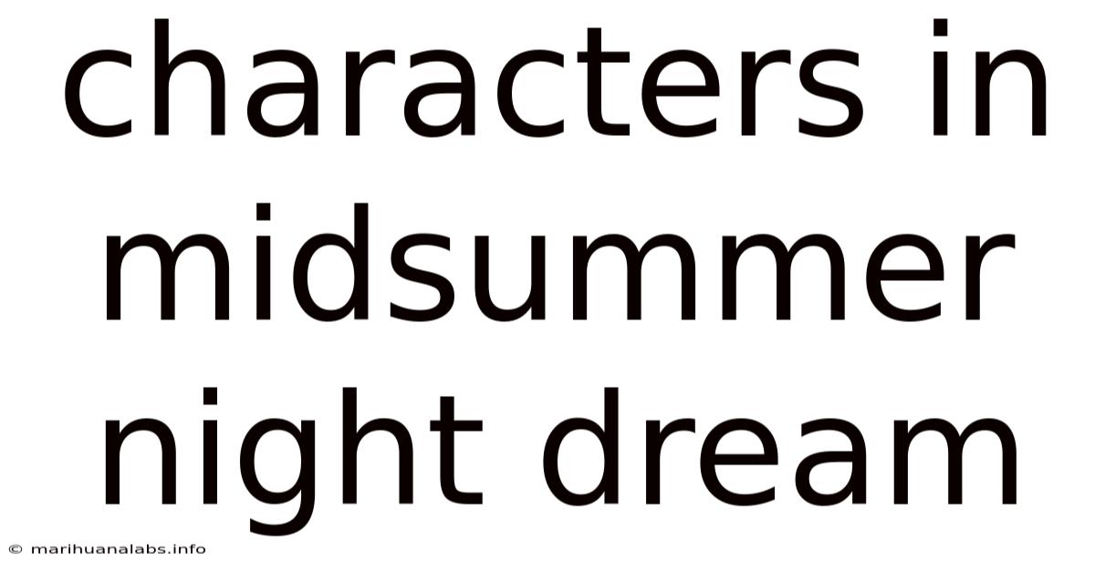 Characters In Midsummer Night Dream