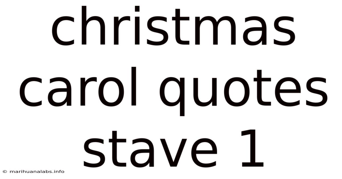 Christmas Carol Quotes Stave 1