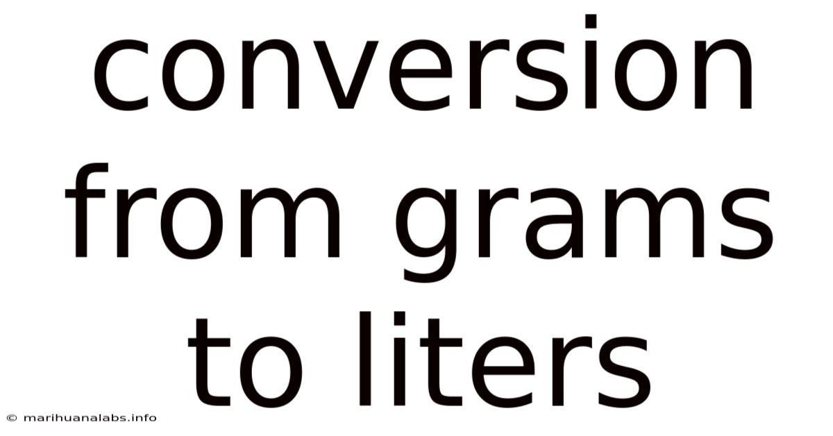 Conversion From Grams To Liters