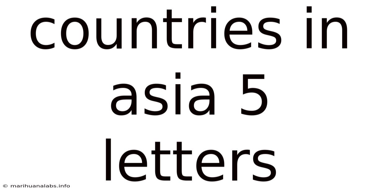 Countries In Asia 5 Letters