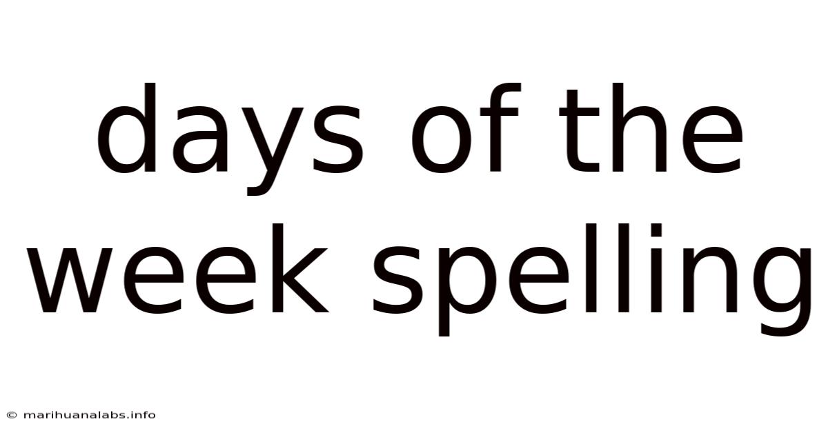 Days Of The Week Spelling