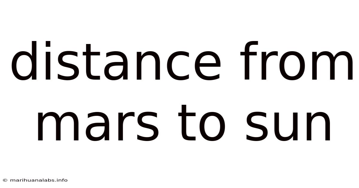 Distance From Mars To Sun
