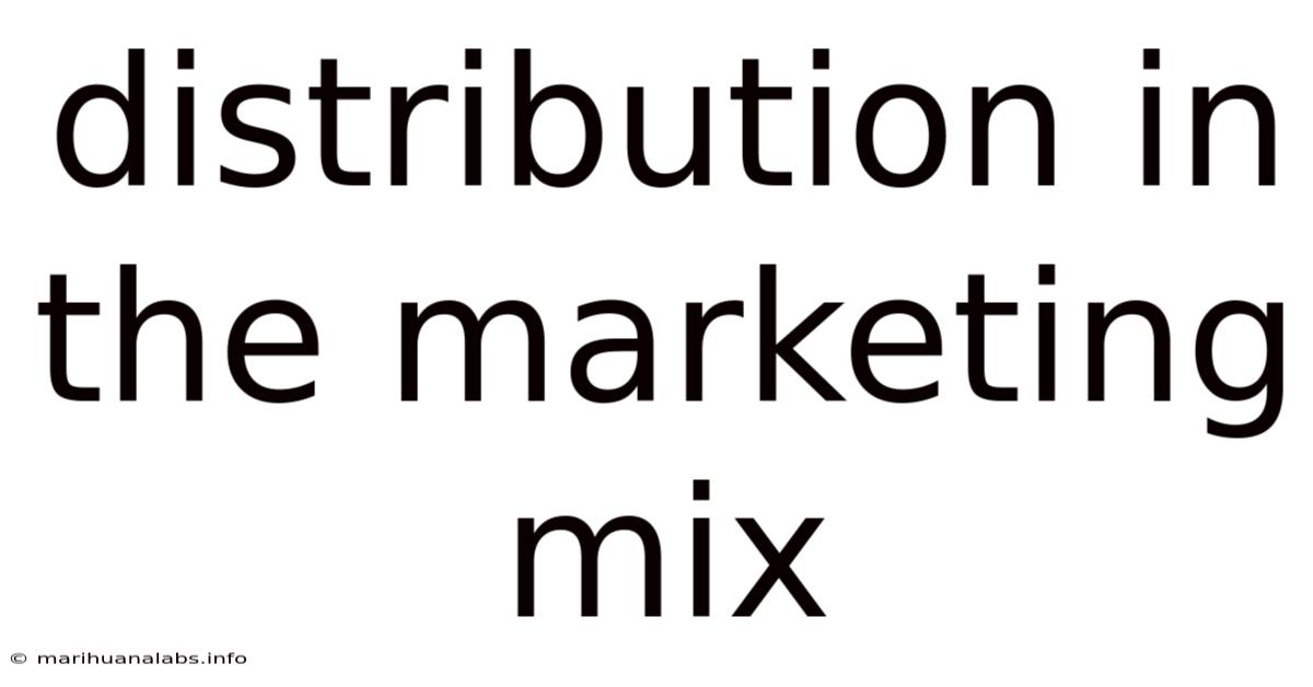 Distribution In The Marketing Mix