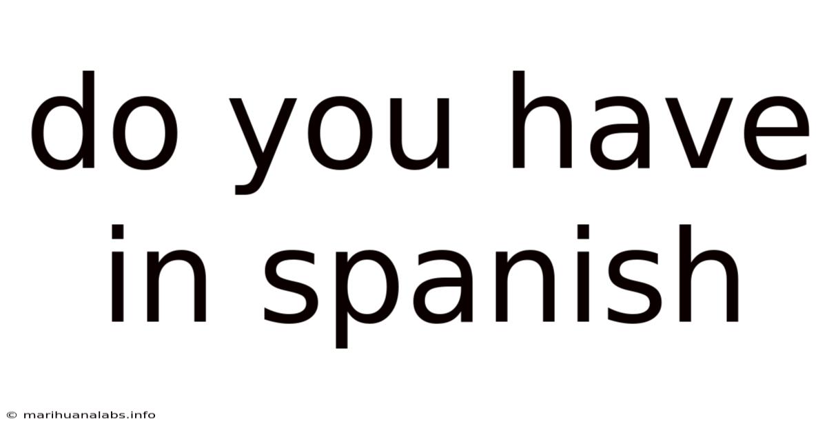 Do You Have In Spanish