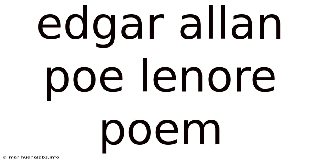 Edgar Allan Poe Lenore Poem