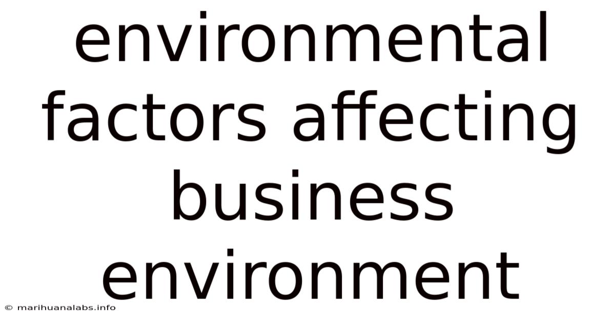 Environmental Factors Affecting Business Environment