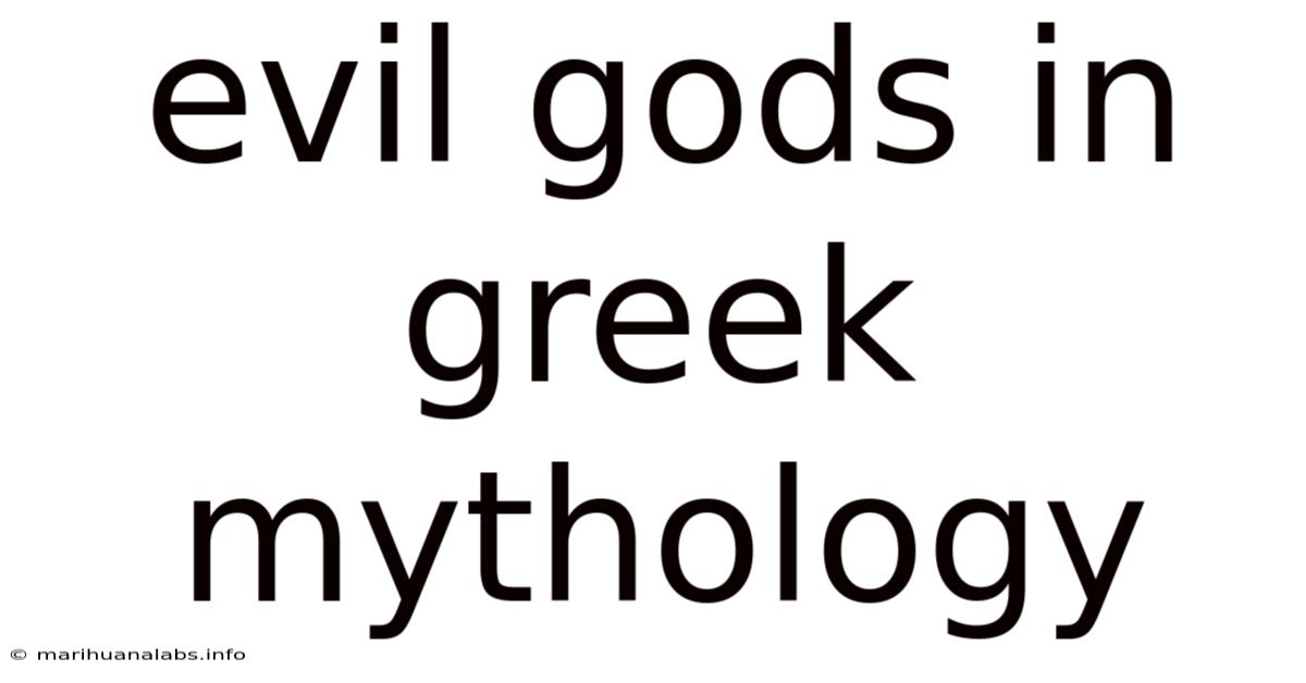 Evil Gods In Greek Mythology