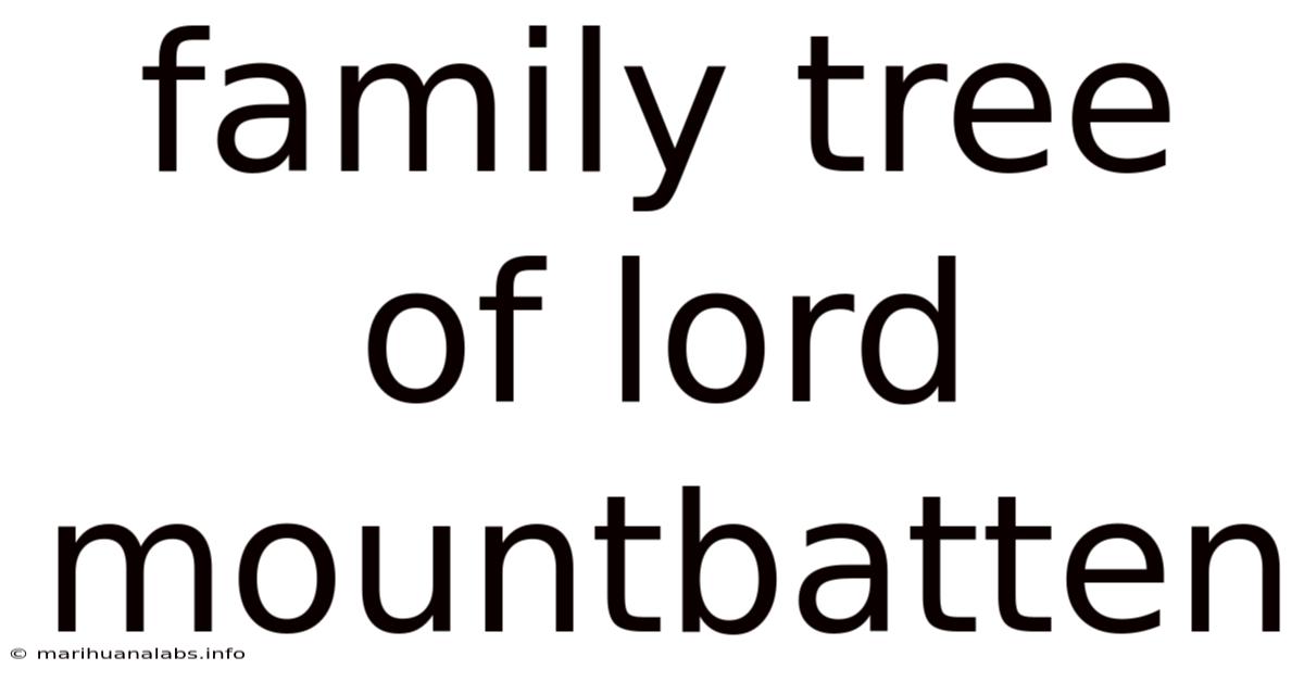 Family Tree Of Lord Mountbatten