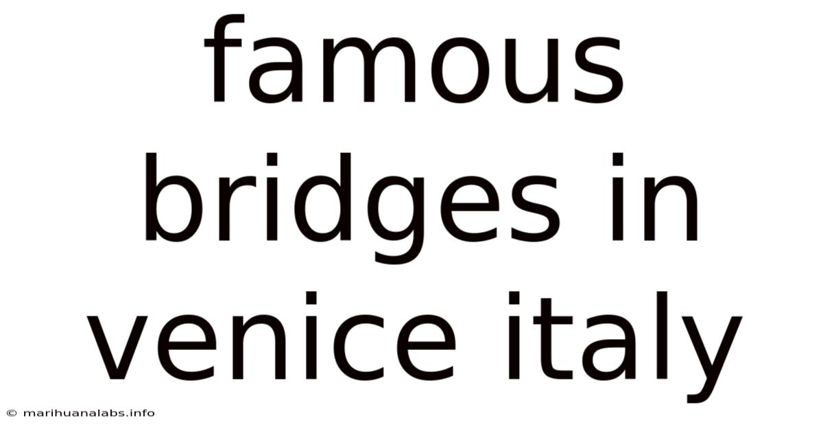 Famous Bridges In Venice Italy