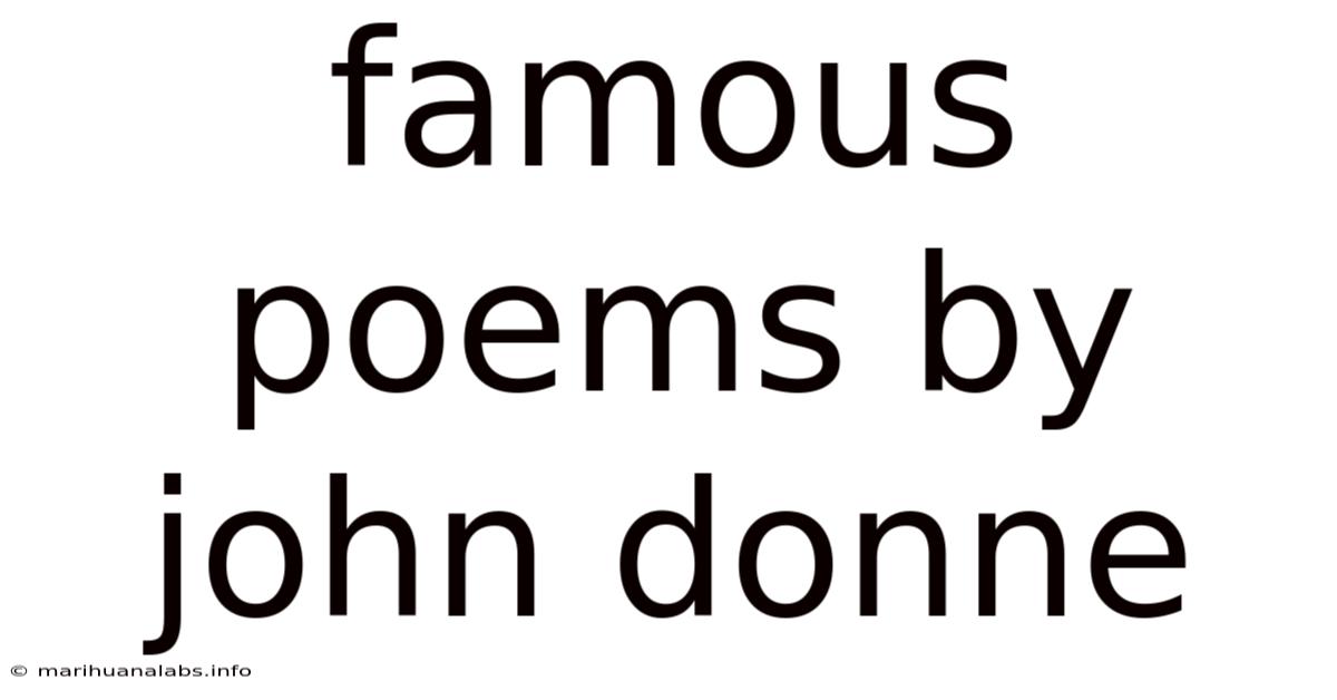 Famous Poems By John Donne