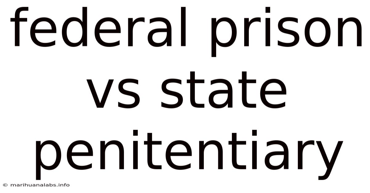Federal Prison Vs State Penitentiary