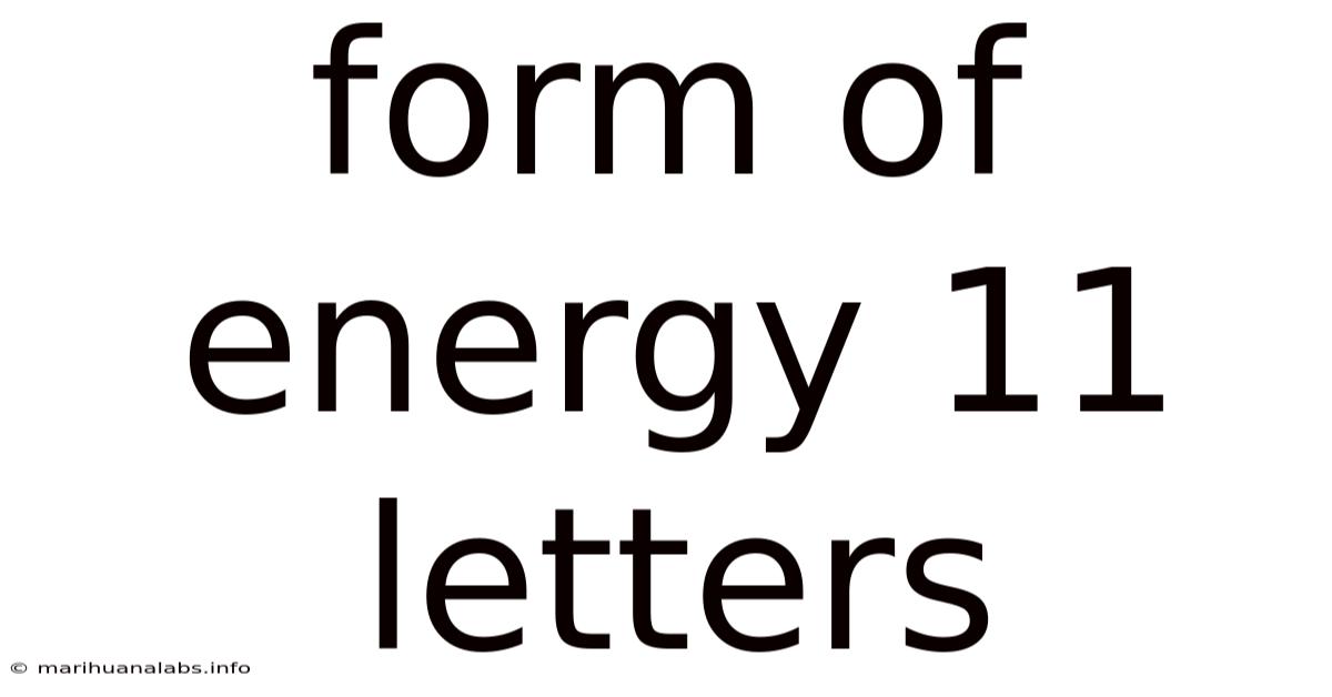 Form Of Energy 11 Letters