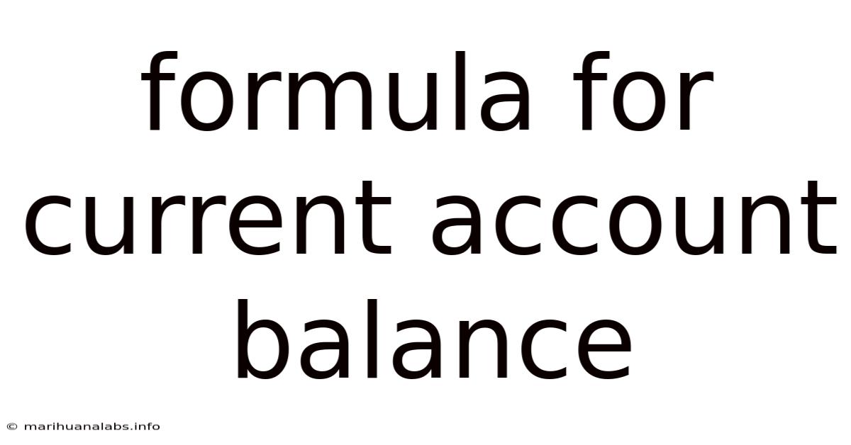 Formula For Current Account Balance