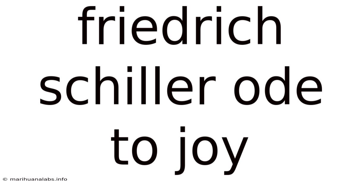 Friedrich Schiller Ode To Joy