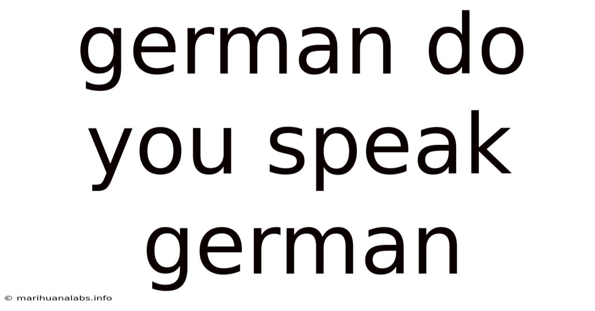 German Do You Speak German