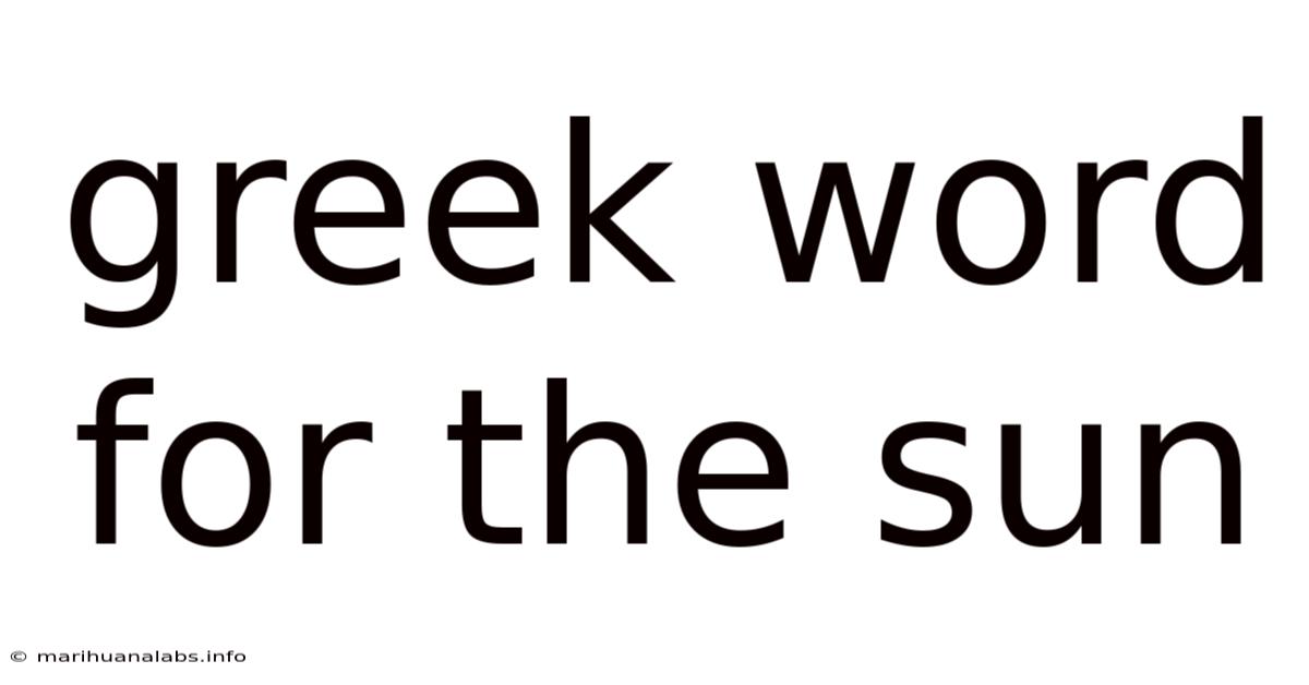 Greek Word For The Sun