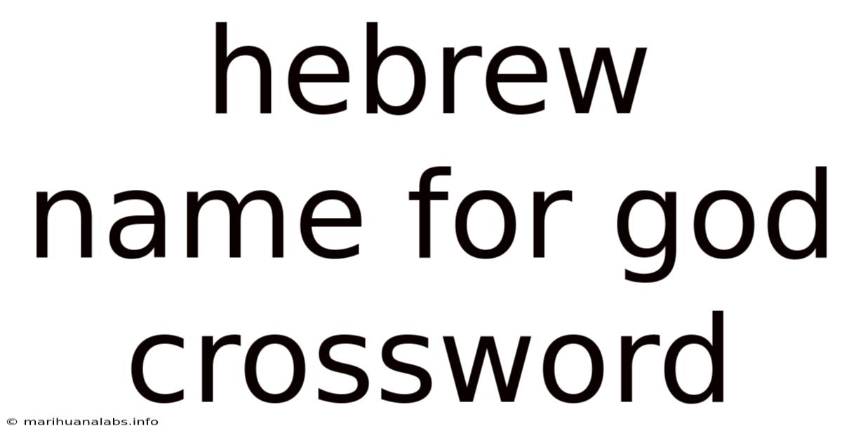Hebrew Name For God Crossword