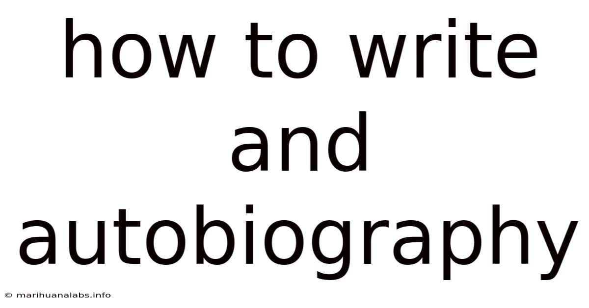 How To Write And Autobiography
