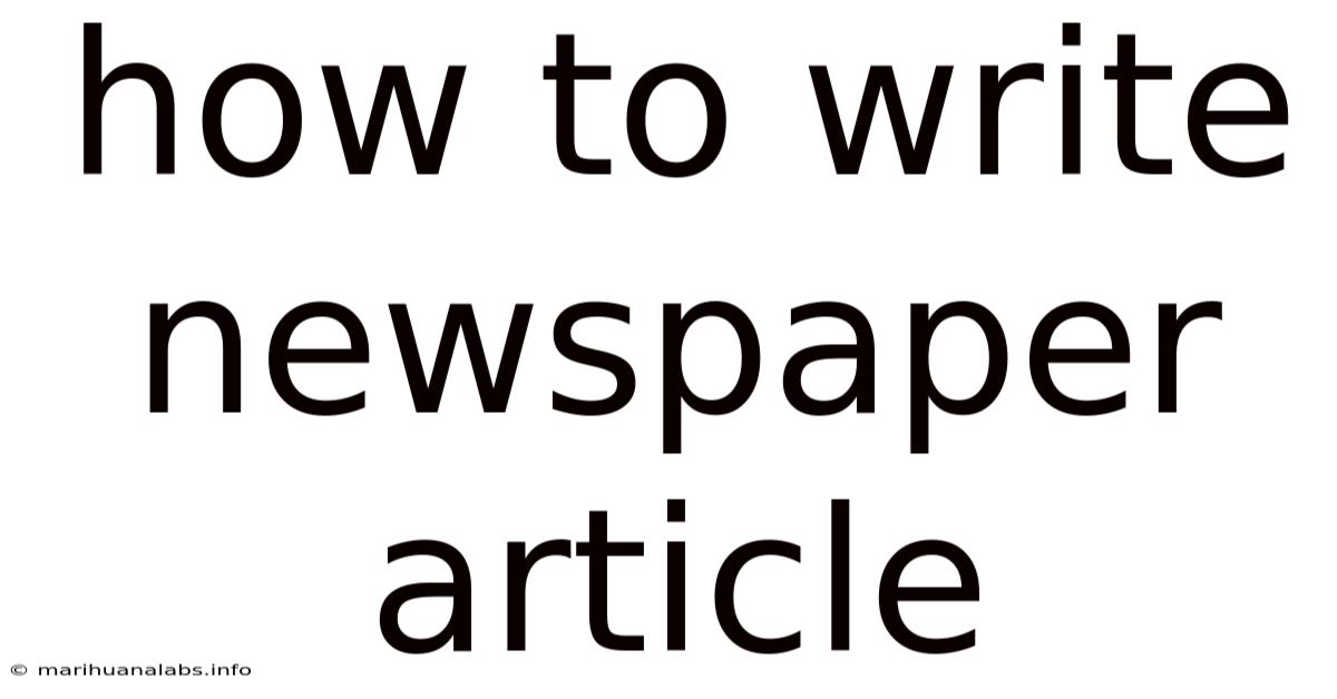 How To Write Newspaper Article