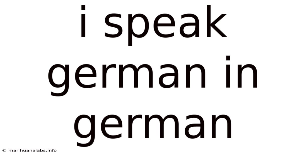 I Speak German In German
