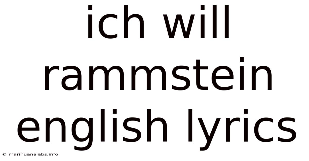 Ich Will Rammstein English Lyrics