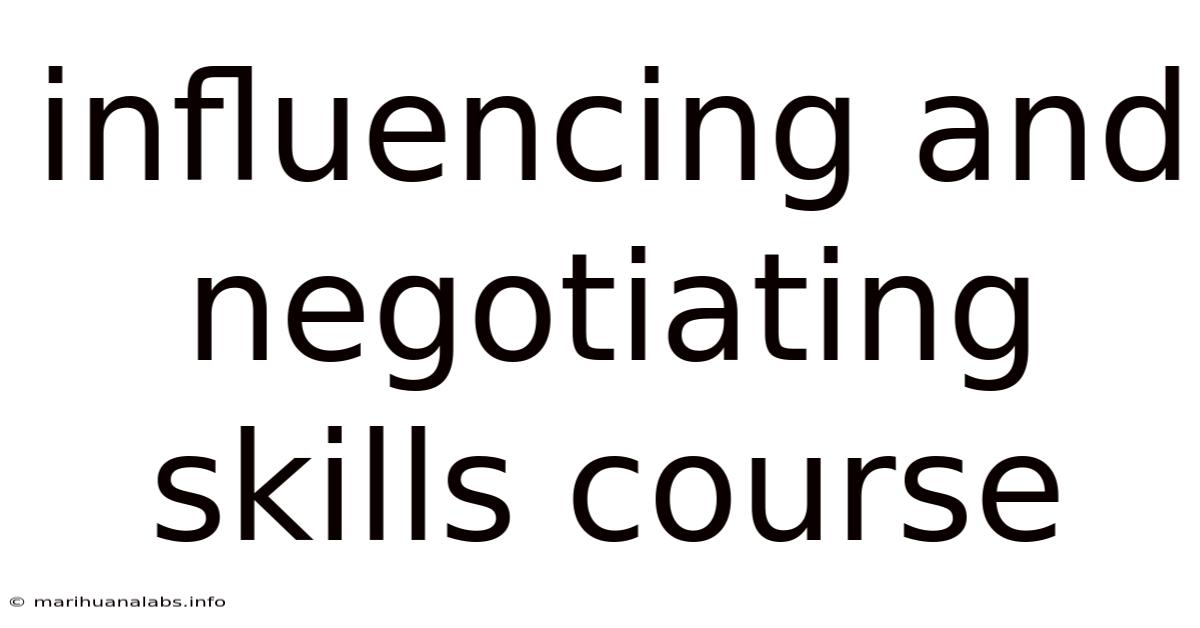 Influencing And Negotiating Skills Course