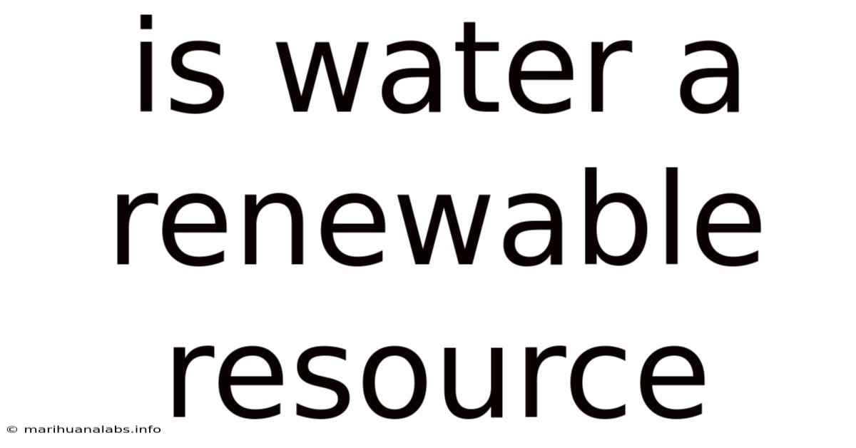 Is Water A Renewable Resource