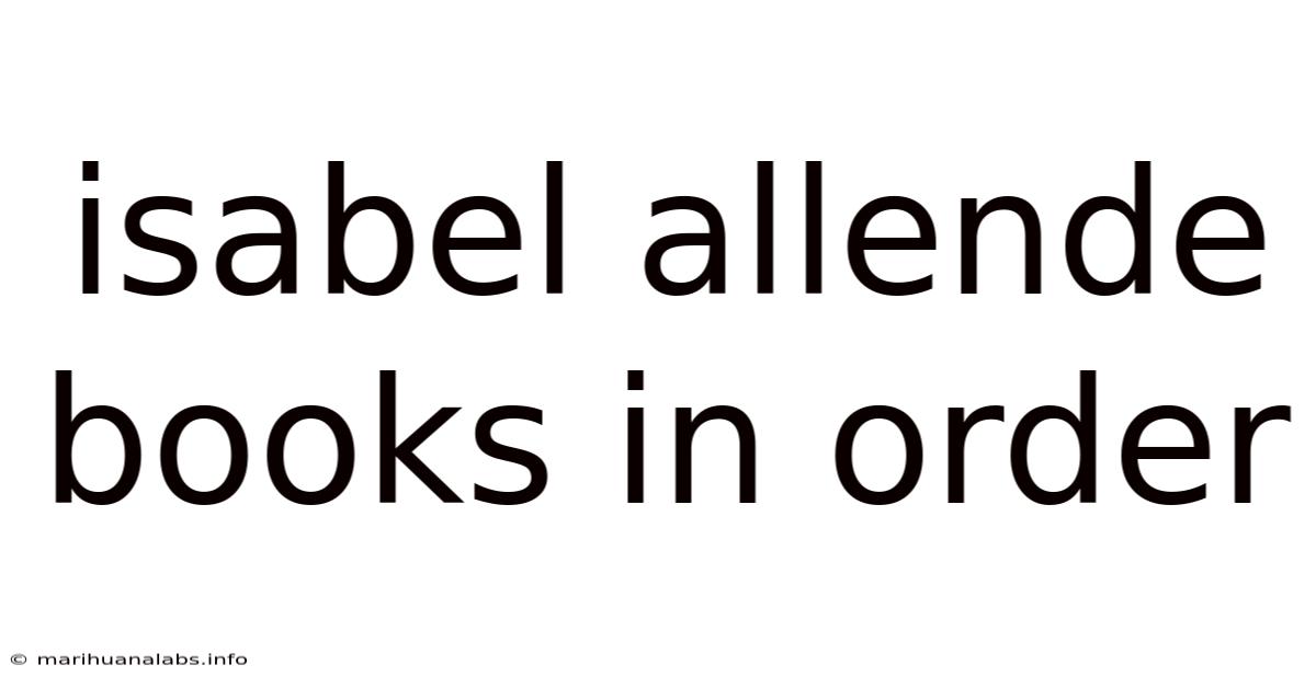 Isabel Allende Books In Order