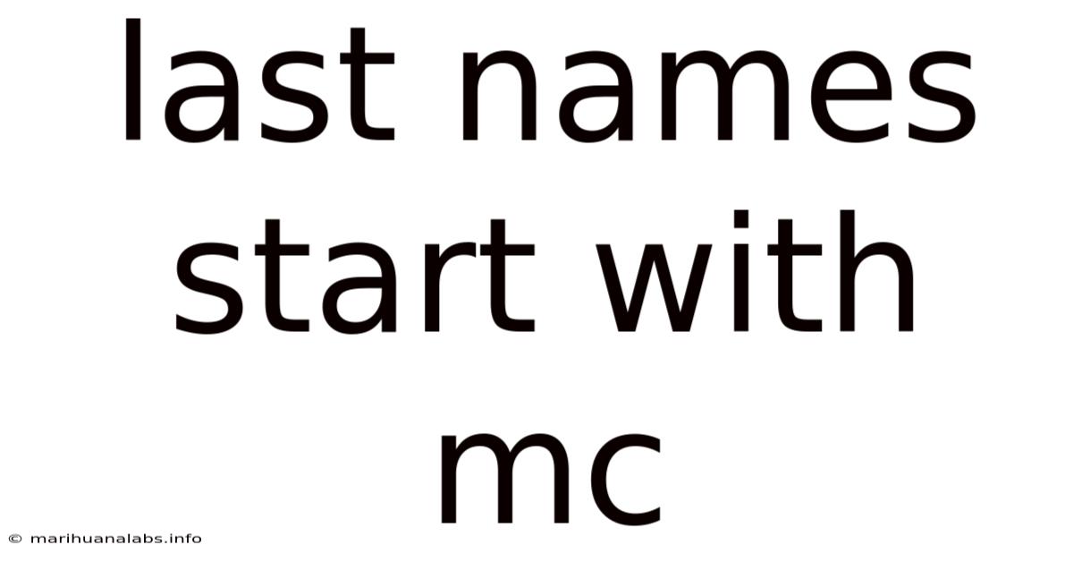 Last Names Start With Mc