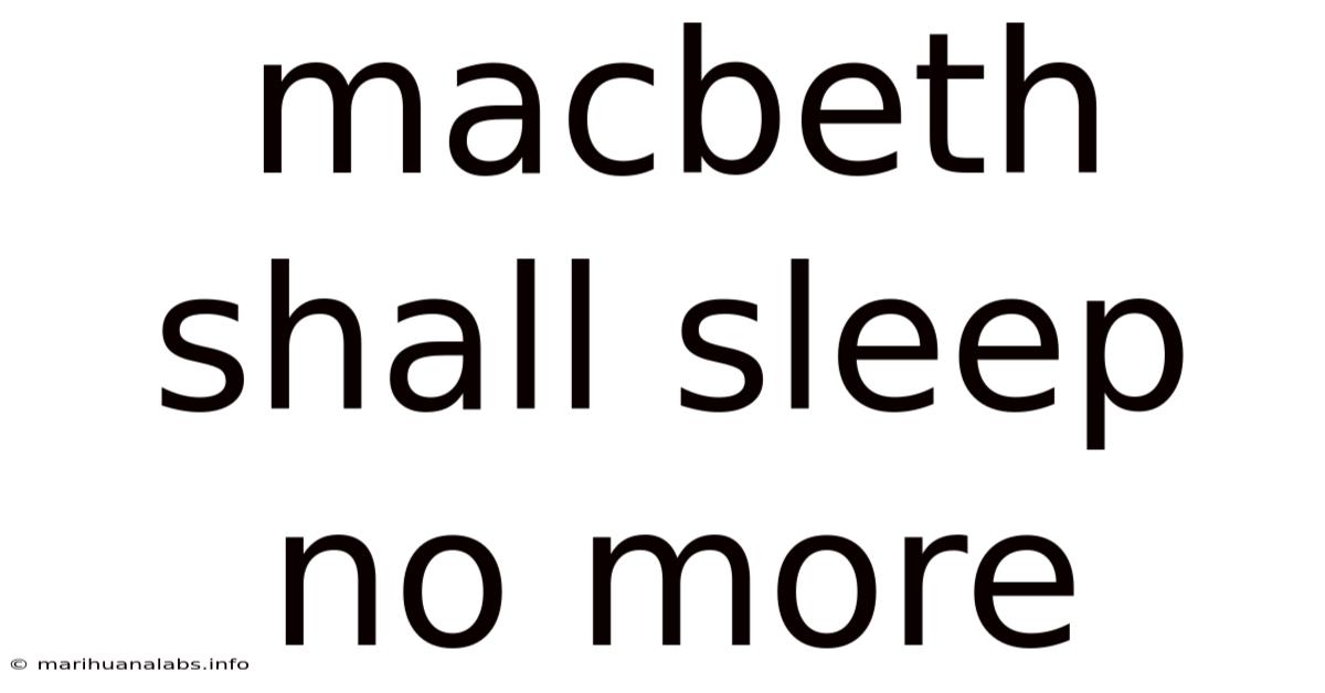 Macbeth Shall Sleep No More