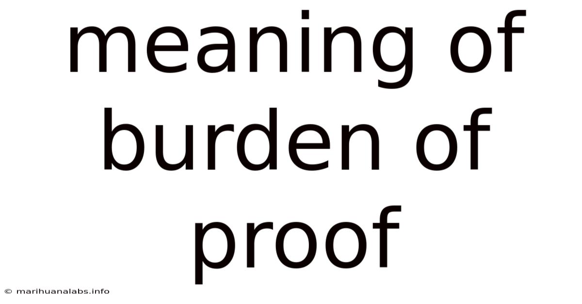 Meaning Of Burden Of Proof