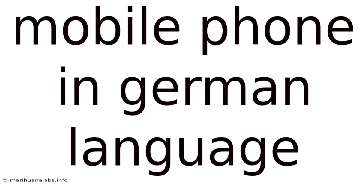 Mobile Phone In German Language
