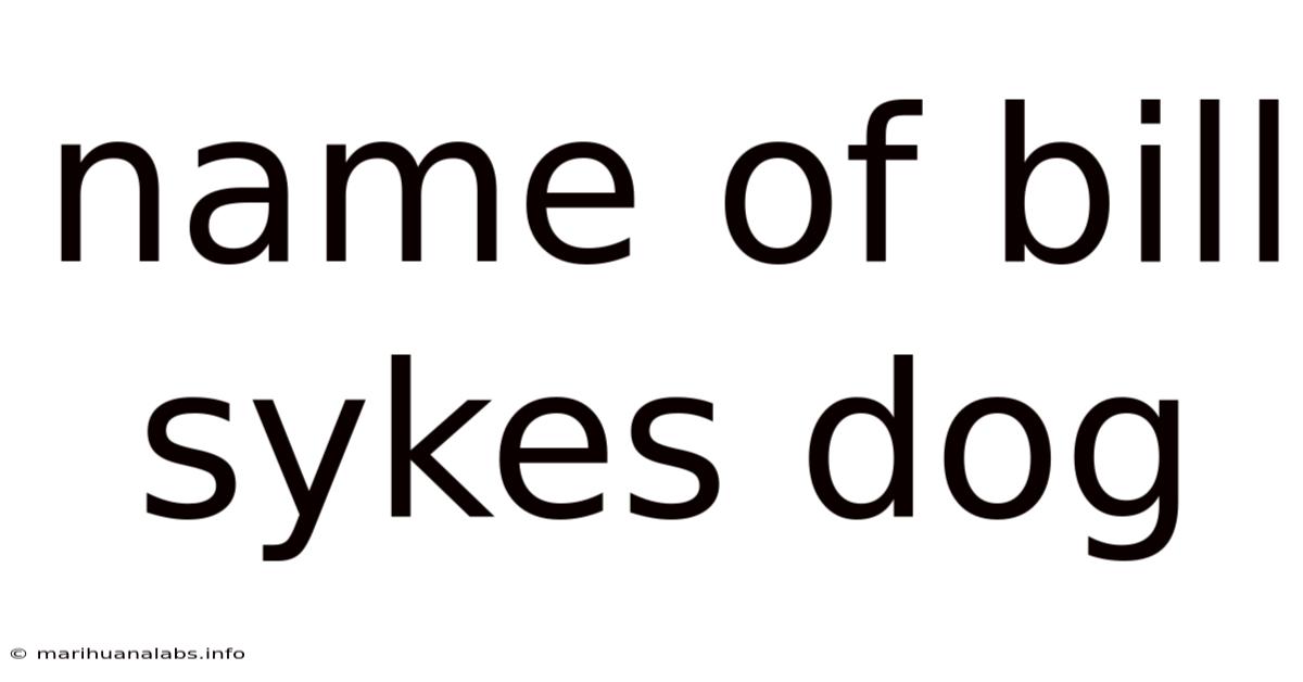 Name Of Bill Sykes Dog