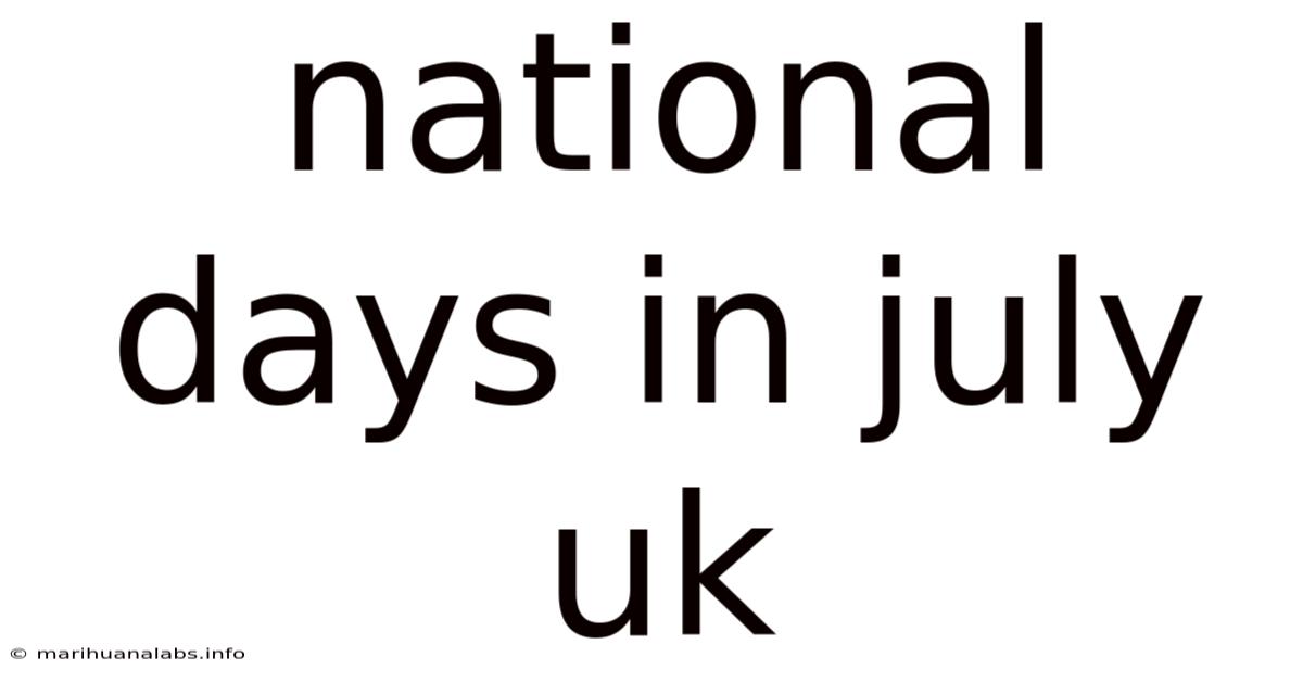 National Days In July Uk