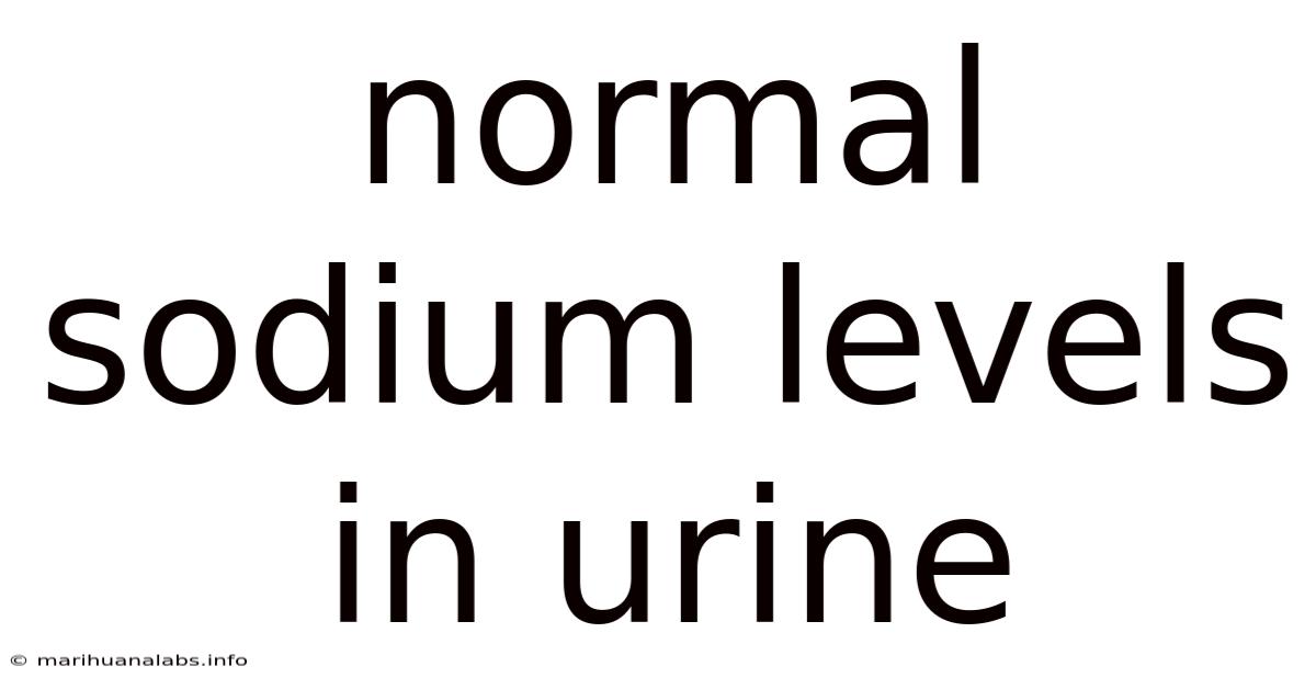 Normal Sodium Levels In Urine