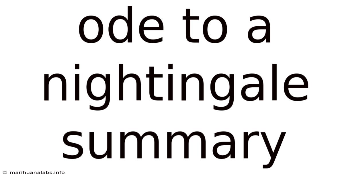 Ode To A Nightingale Summary
