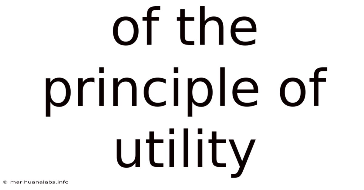 Of The Principle Of Utility