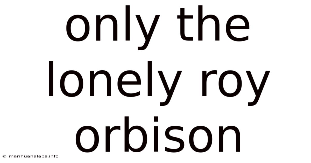 Only The Lonely Roy Orbison